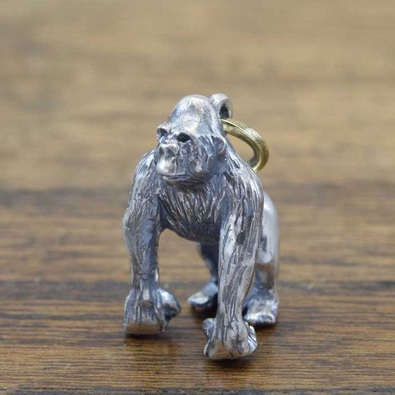 Gorilla Pendant,delicate Hand Carving,925,solid Sterling Silver 