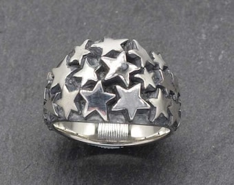 Starry Sky Ring,delicate hand carving,openwork,925,Solid Sterling Silver