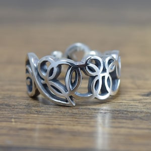 Ripple Ring,ring on the water,delicate hand carving,925,Solid Sterling Silver