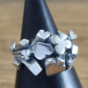 playing cards Ring,delicate hand carving,925,Solid Sterling Silver,R61