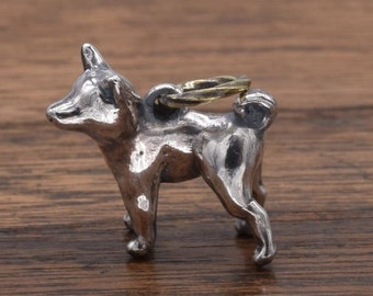 SV925 Fathful dog Pendant,delicate hand carving,shibainu,925,Solid Sterling Silver Brass,PH93