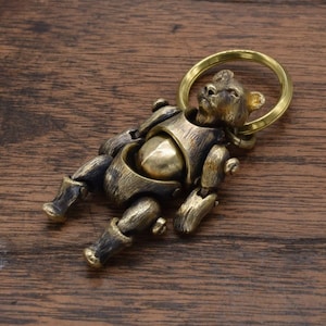 Bear named Kozlov keyring,Bear,movable joints,keyholder,Gift,delicate hand carving,Brass,KH12