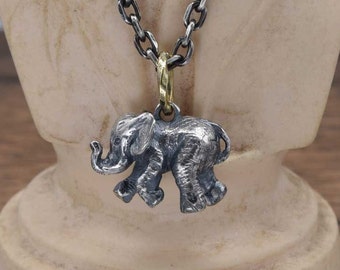 SV925 elephant Pendant,delicate hand carving,925,Solid Sterling Silver Brass,