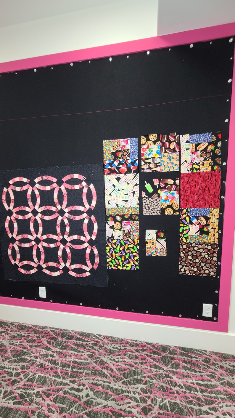 Quilt Design Wall Fabric Black Etsy