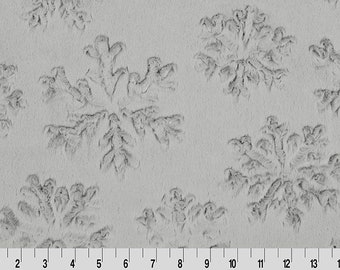 Minky Luxe Cuddle Snowflake Silver 58" Wide Half or Continuous Yard Cuts fabric by the yard Silver ultra soft Shannon Fabrics
