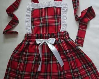 Vestido tipo peto con estampado de tartán escocés real, falda y bonito conjunto para bebé, ropa para niña pequeña