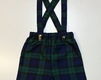 Jongens Tartan print korte broek met bretels Leuke babyset Jongens bruiloft outfit kleding