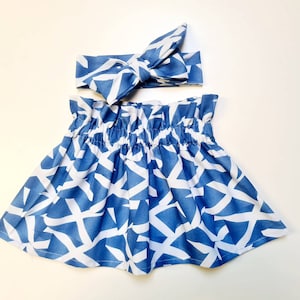 Schottische Flagge Rock und Kopftuch Süß Baby Set Baby Mädchen Kleidung NEU Schottland