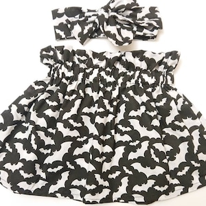 Baby's Skirt and Headwrap Cute Baby Set Bat Print Halloween Costume Baby Girls Clothes NEW
