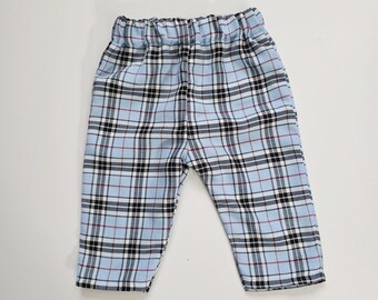 Baby Blue Scottish Tartan Print Trousers Pants Trews Kids Clothes Winter Xmas outfit NEW