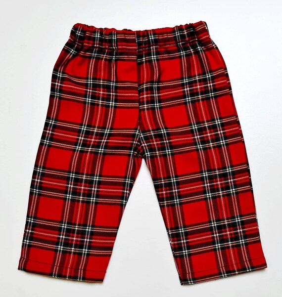 Red Tartan Print Trousers Pants Trews 