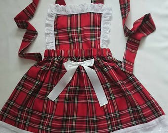 Vestido tipo peto con estampado de tartán escocés real, falda y bonito conjunto para bebé, ropa para niña pequeña