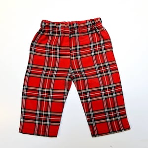 Red Tartan Print Trousers Pants Trews Baby Clothes Royal Plaid