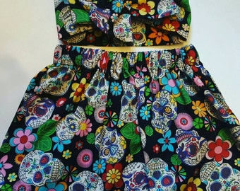Baby's Skirt and Headwrap Cute Baby Set Black Skull Print Baby Girls Clothes NEW