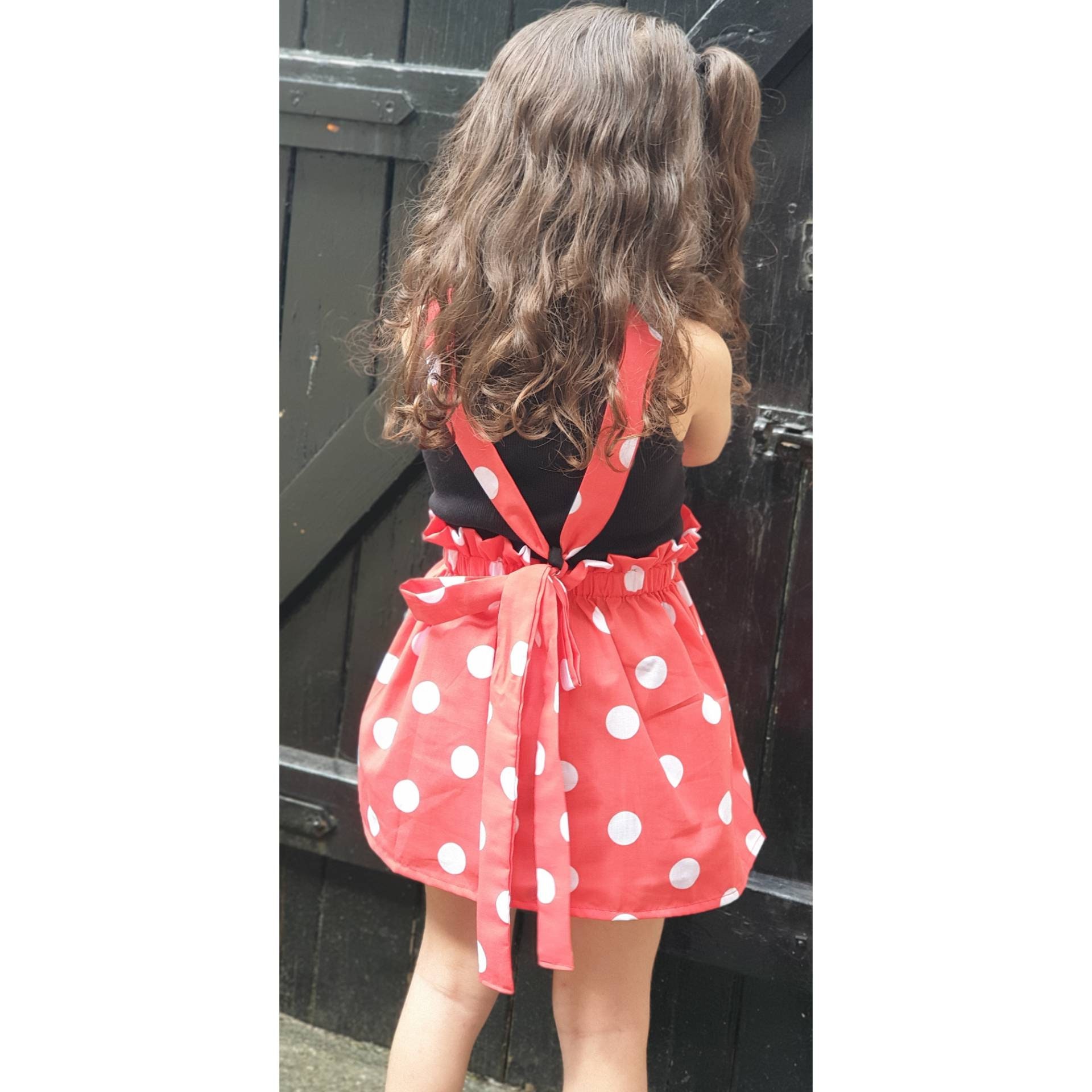 Red & White Polka Dot Spandex Minnie Running Trumpet Skirt