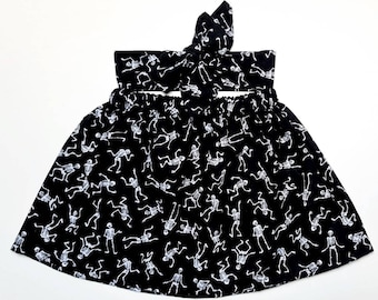 Skeleton Party Skirt and Headwrap Cute Baby Set Skull Print Baby Girls Clothes NEW