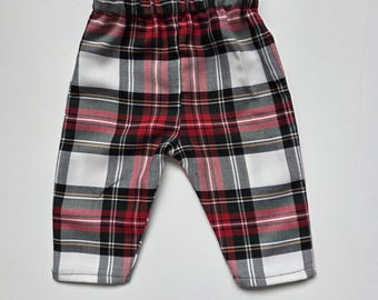 White Tartan Print Trousers Pants Trews Baby Kids Clothes NEW