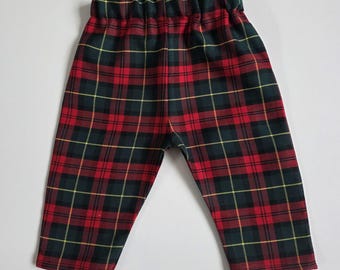 Red and Green Tartan Print Trousers Pants Trews Baby Kids Clothes NEW