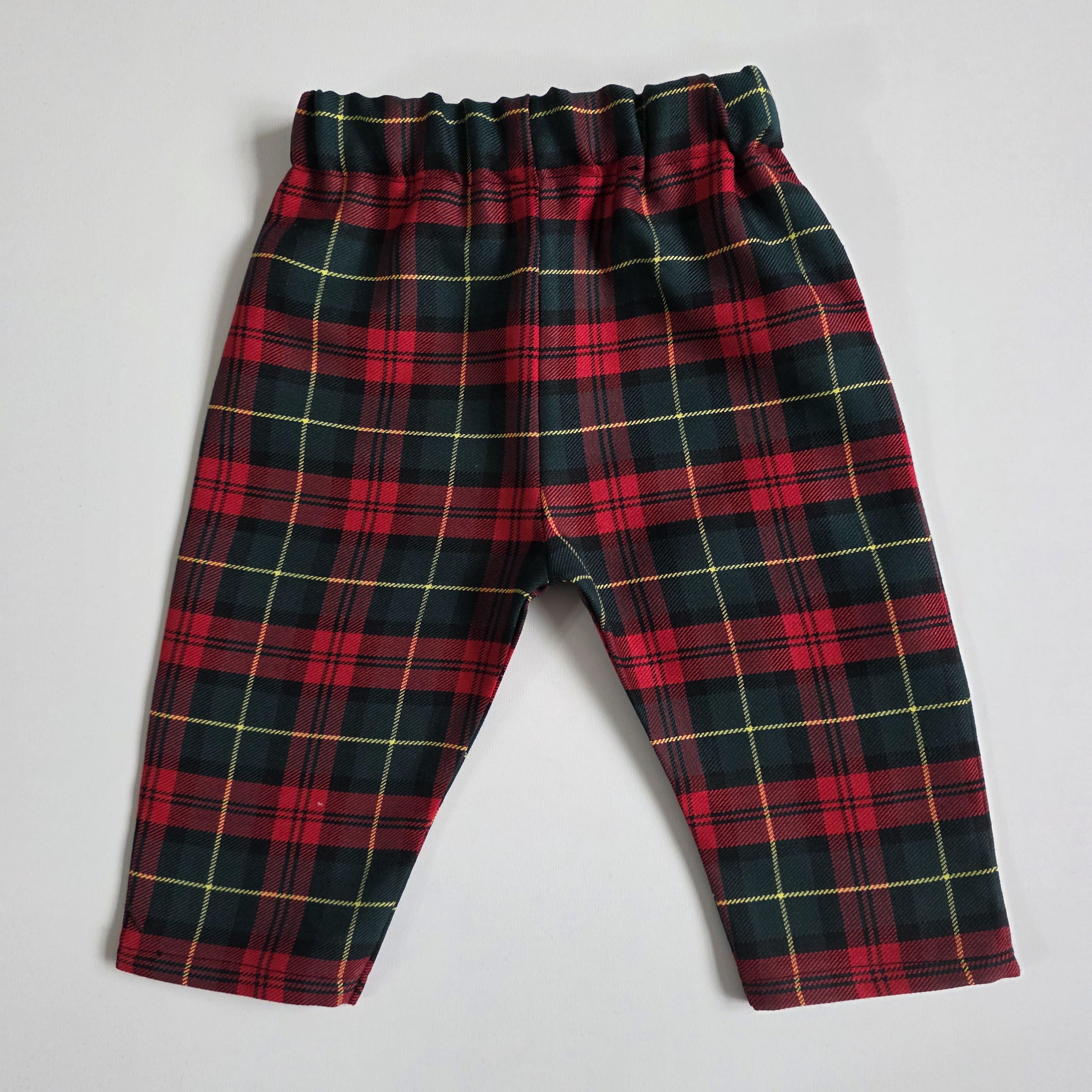 Red and Green Tartan Print Trousers Pants Trews Baby Kids Clothes NEW