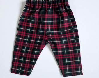 Red and Green Tartan Print Trousers Pants Trews Baby Kids Clothes NEW