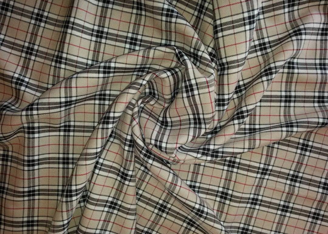 Thompson Check Pattern Caramel Thompson Tartan Check - 65% Polyester, 35 Cotton Polyviscose ...