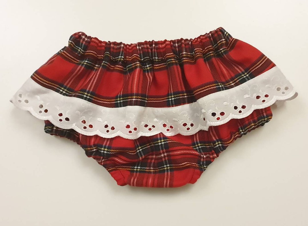 Tartán rojo Peplum Encaje Bloomer Ruffle Bloomer Ropa de niña Etsy México