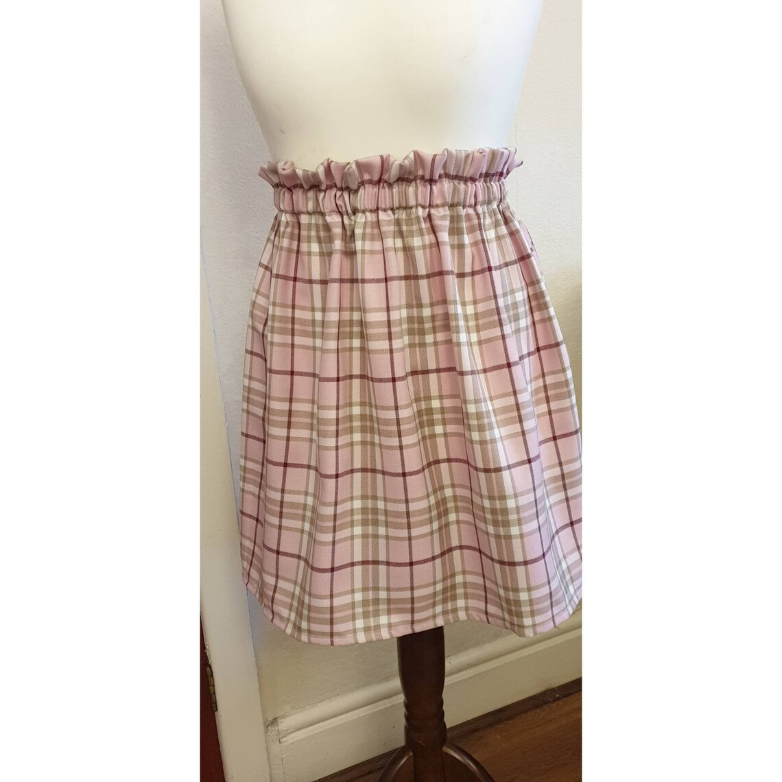 Pink Teal Plaid Tartan Women's Skirt