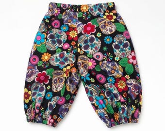 Unisex Skull Print Balloon Trousers Pants Trews Halloween Outfit NEW