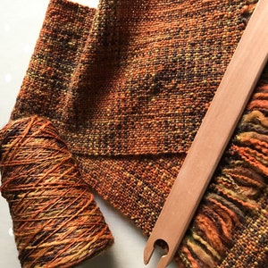 Pure wool textured Handwoven Autumn colours Scarf. Ready to ship.