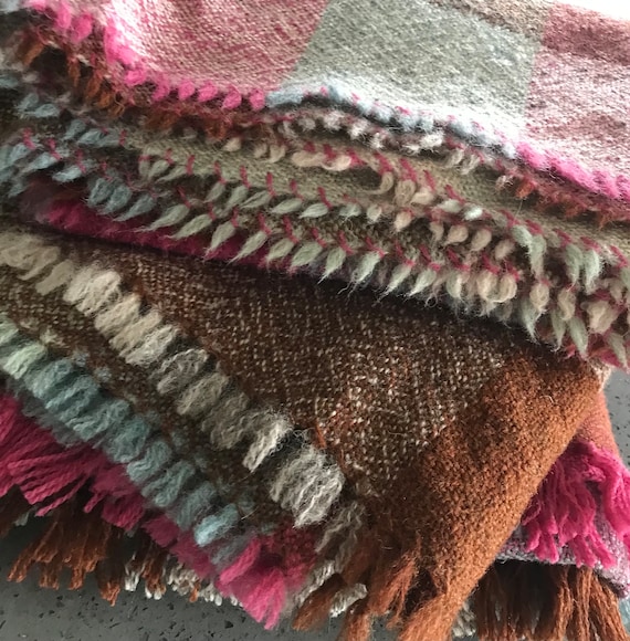 Beautiful 'Colours of the Landscape' Handwoven Pure British Wool Blanket. Ready to ship