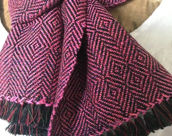 Striking Handwoven Silk with Cotton Scarf. Ready to ship.