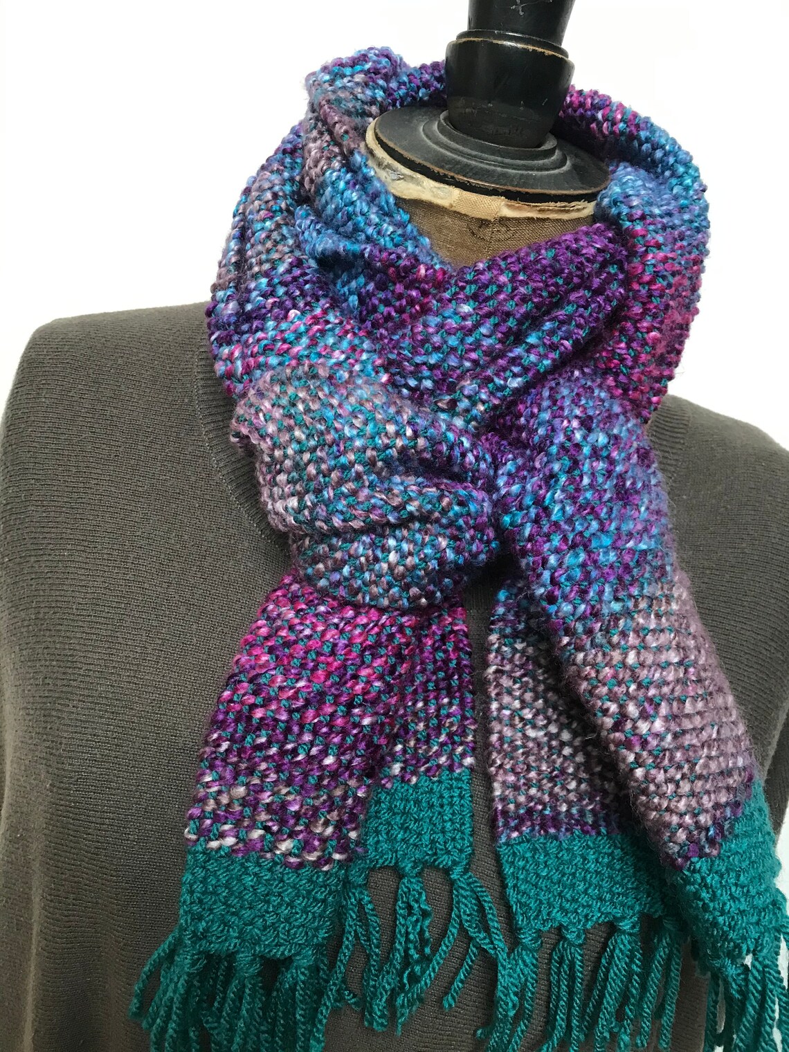 Richly Coloured 100 Acrylic Handwoven Scarf. Ready to Ship. Etsy