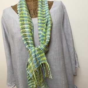 Handwoven 100% pure soft cottons in  textured white, blues and greens. Ready to ship