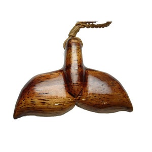 Hand Carved Natural Koa Wood Wera Whale Tail Pendant Knotted Adjustable Brown Hemp Cord Maori Hawaiian New Zealand Style Necklace Choker