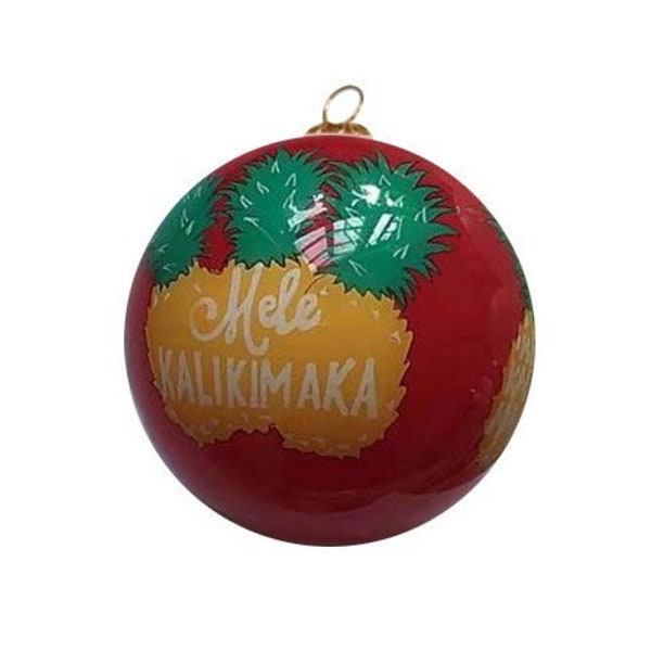 Hand Painted Holiday Hawaii State Map Islands Ananas Pineapples Mele Kalikimaka Design Christmas Tree Xmas Decoration House Accent Ornament