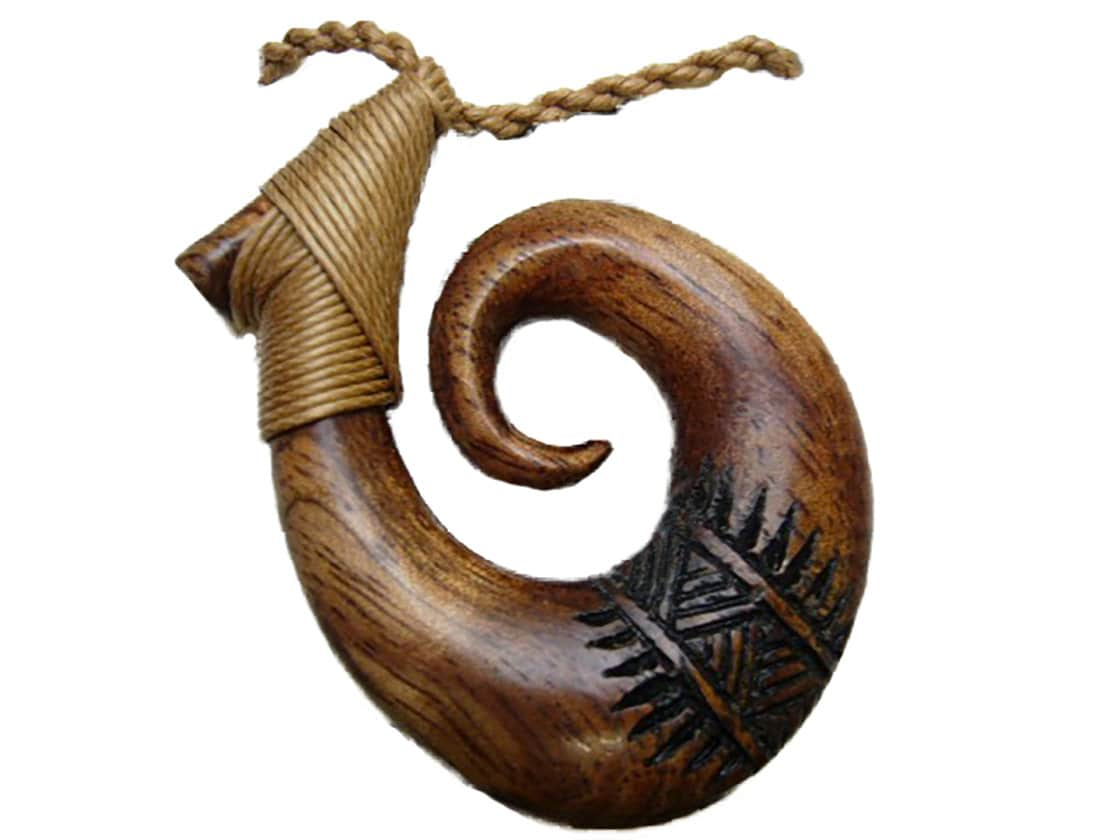 12 Hand Carved Wood Hawaiian Makau Fish Hook