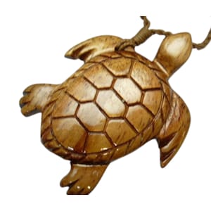 Hand Carved Natural Koa Wood Engraved Sea Turtle Honu Pendant Knotted Adjustable Brown Hemp Cord Maori/Hawaii Style Necklace Choker