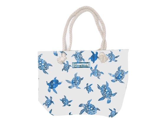 Hawaii Blue Metallic Turtle Print on Large Color Polyester