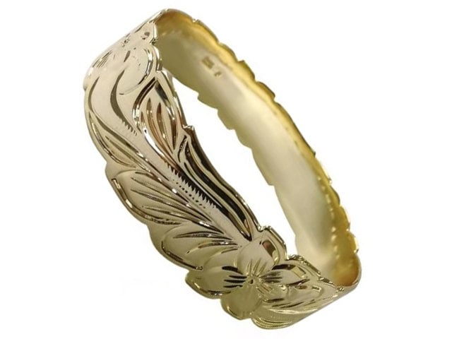 18K Gold Filled Copper Bangle Hawaiian Style Plumeria Flower