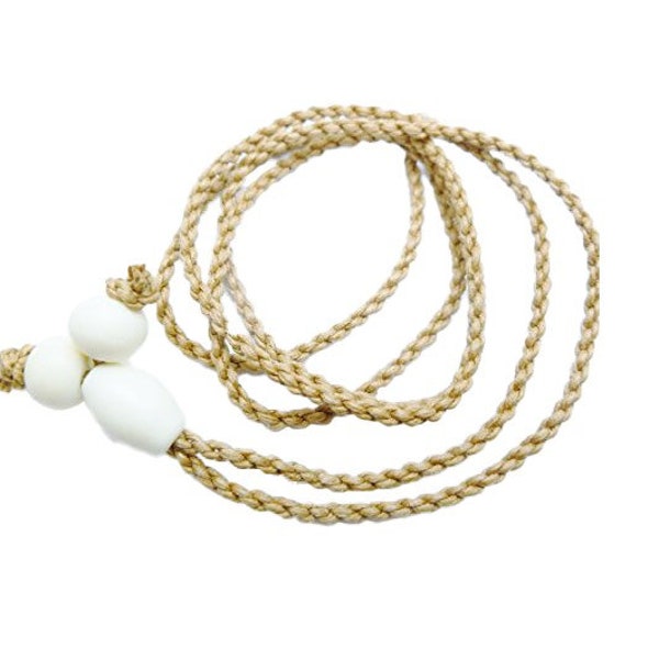 DIY Brown Adjustable Hemp Cord Rope Choker Necklace w/ Bone Beads Slider Maori New Zealand Hawaii Polynesian Style Design Jewelry Making 32"