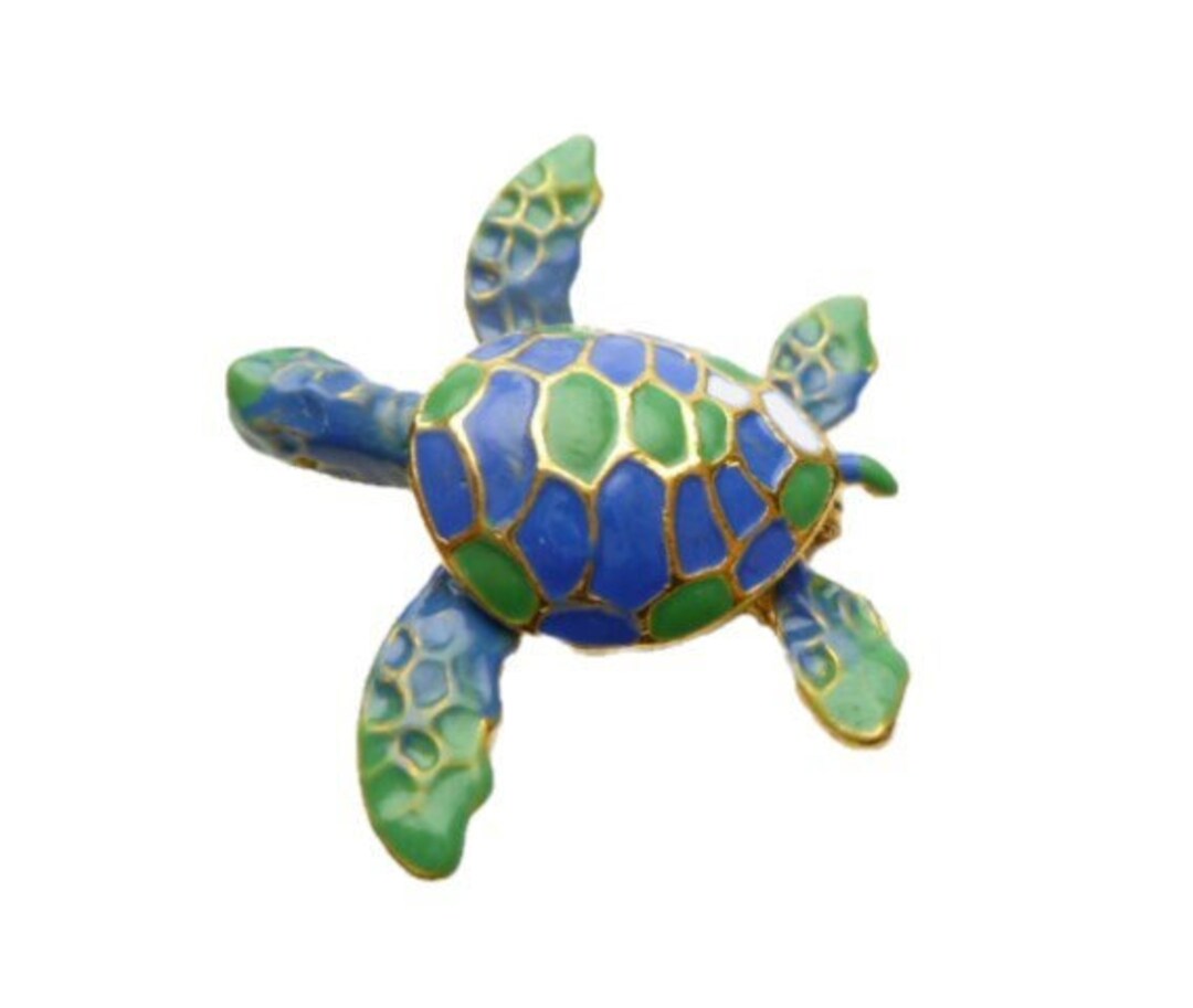Green & Blue Color Sea Turtle Trinket Box Mini Jewelry Holder Animal ...