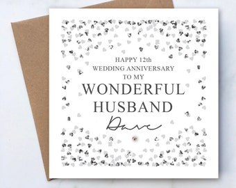 Husband Wedding Anniversary Card, Wife Anniversary Card, Pretty Heart Anniversary Card, Personalised Mr & Mrs Anniversary Card