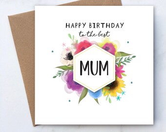 Personalised Mum Birthday Card, Sister Birthday Card, Aunt Birthday Card, Floral Birthday Card