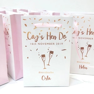 Hen Party Bags, Pink & Rose Gold Hen Party Bags, Mint and Silver Hen Party Bags, Hen Do Goody Bags