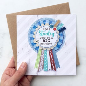 Big Brother Card, Card for Big Brother, New Big Brother Card, New Sibling Card, Rosette Card, Card for Brother, Sibling Brother Card image 1