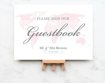 Map Wedding Guestbook Sign, World Map Wedding, Map Guestbook Sign, Travel Guest Book Sign