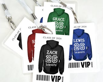 Personalised School Leavers Lanyards, Class of 2026 VIP Party Tags, Year 6 Lanyards, End of School Festival