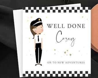Personalised Police Passing Out Card, Female Police Officer Card, Custom Hair Colour, New Police Officer Graduation Gift, Congratulations