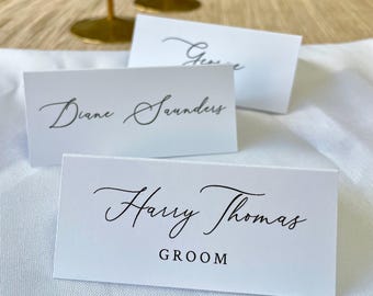 Personalised Wedding Place Names, Wedding Table Place Setting Cards, Script Text Table Decor