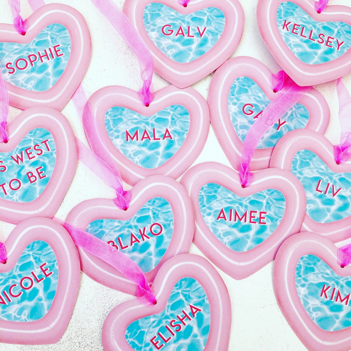 Pool Party Name Tags Beach Place Names With Ribbon Swimming Etsy UK